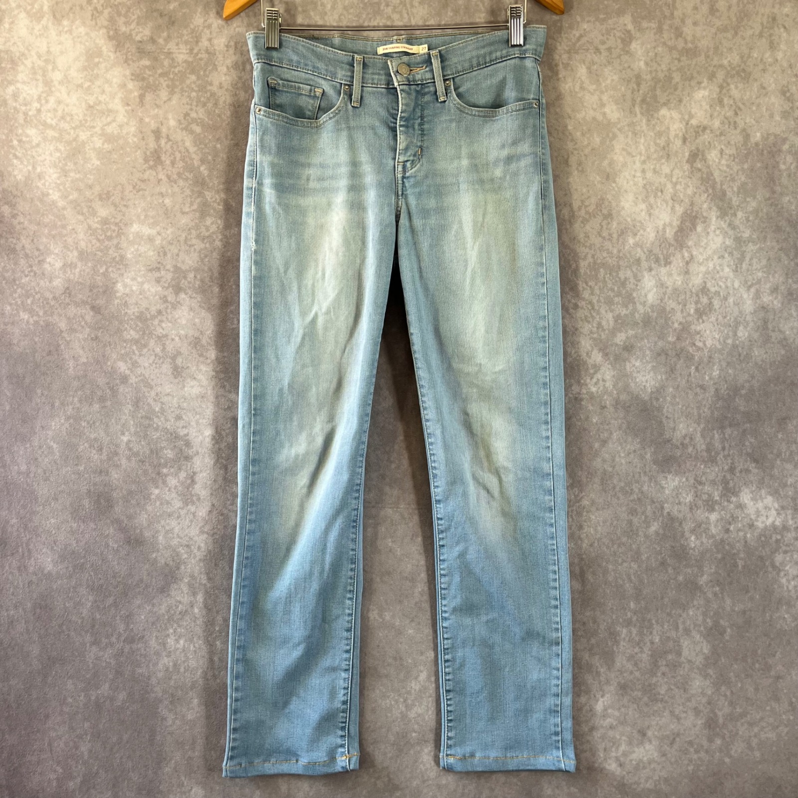 Levi's 314 Shaping Straight Jeans Womens 27 Light Wash Blue Stretch Denim Caual